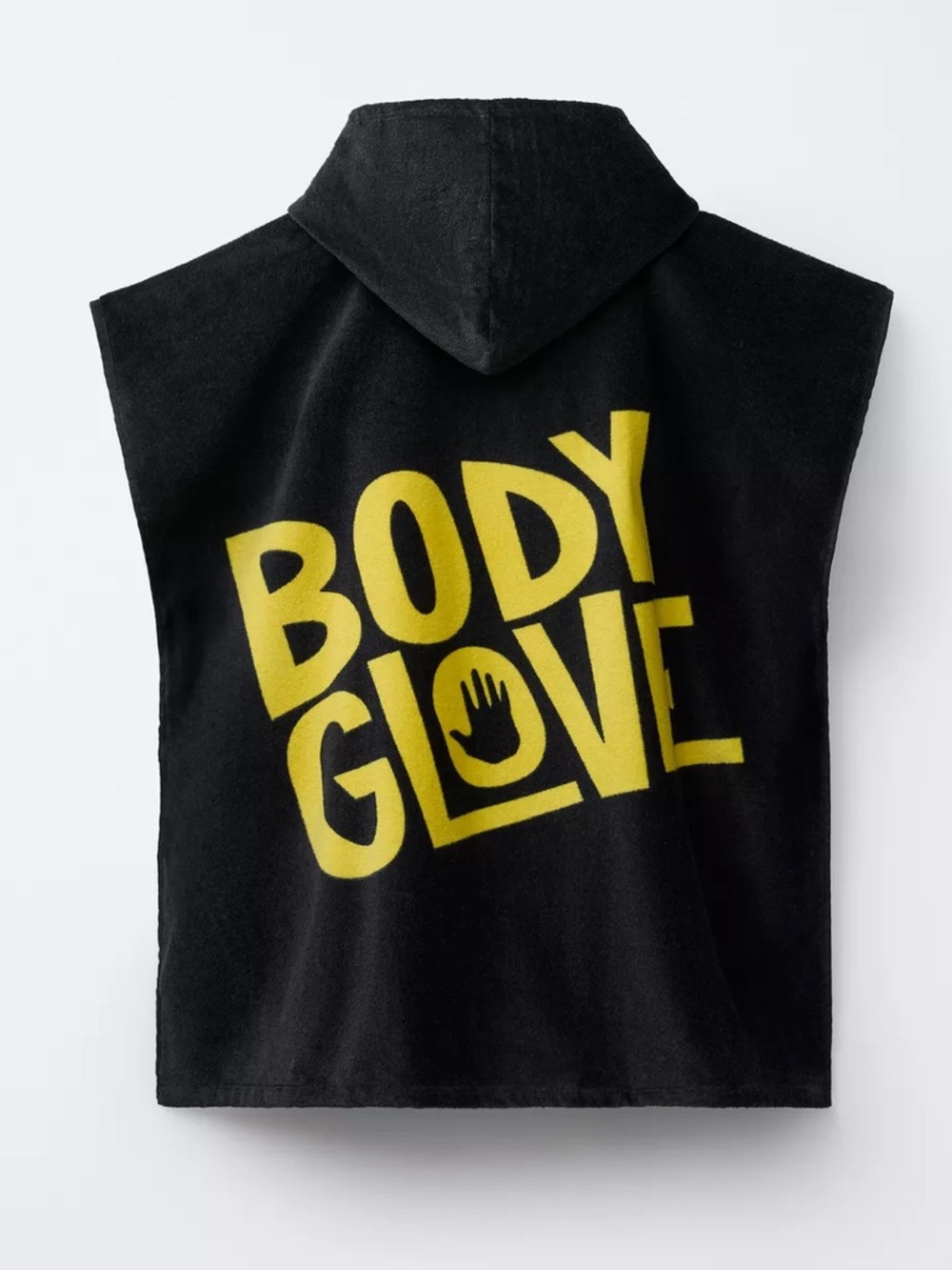 Zara Body Glove Black Hooded Towel Poncho with Yellow Logo